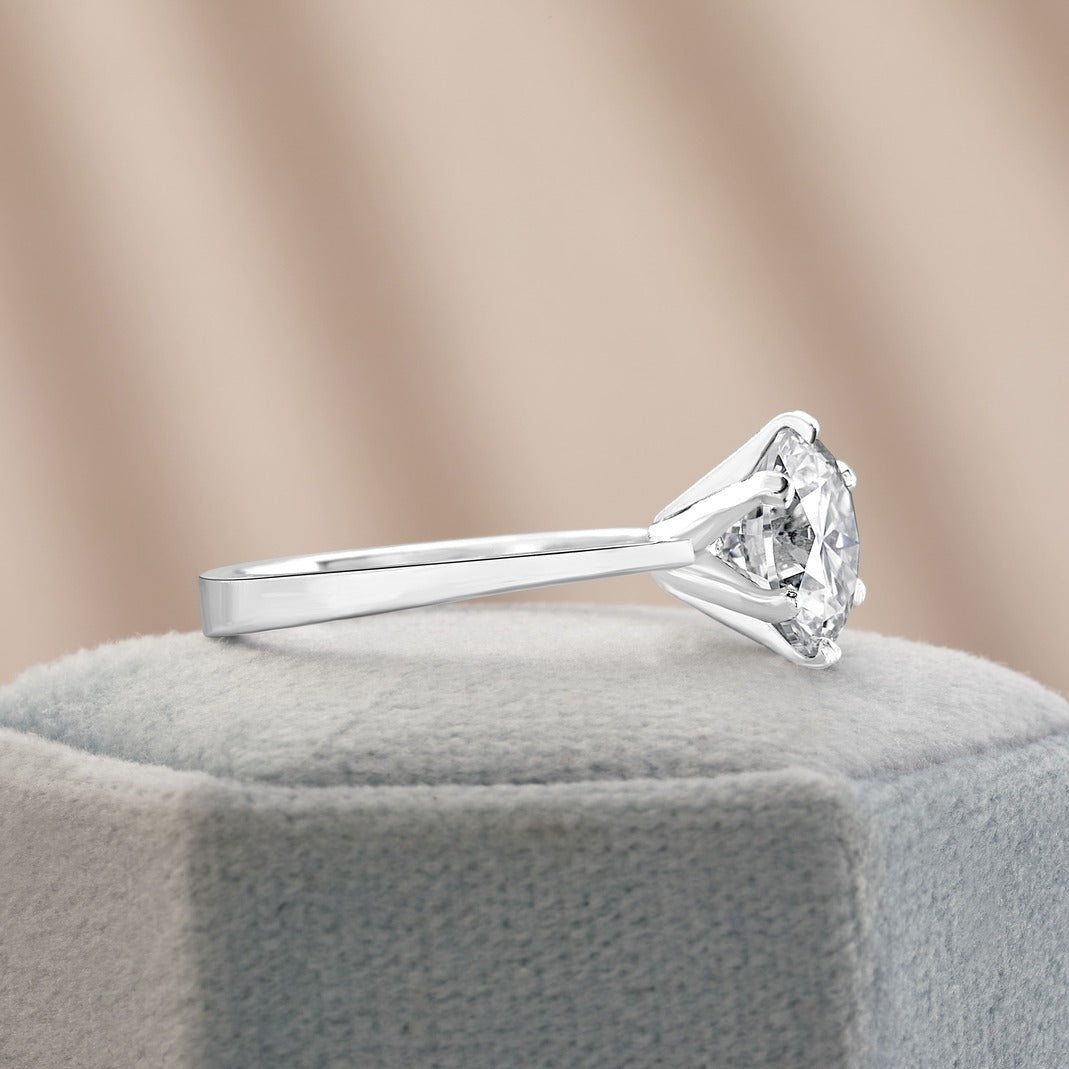 Cora 1 ct Lab Grown Round Cut Classic 6 Prong Diamond Engagement Ring