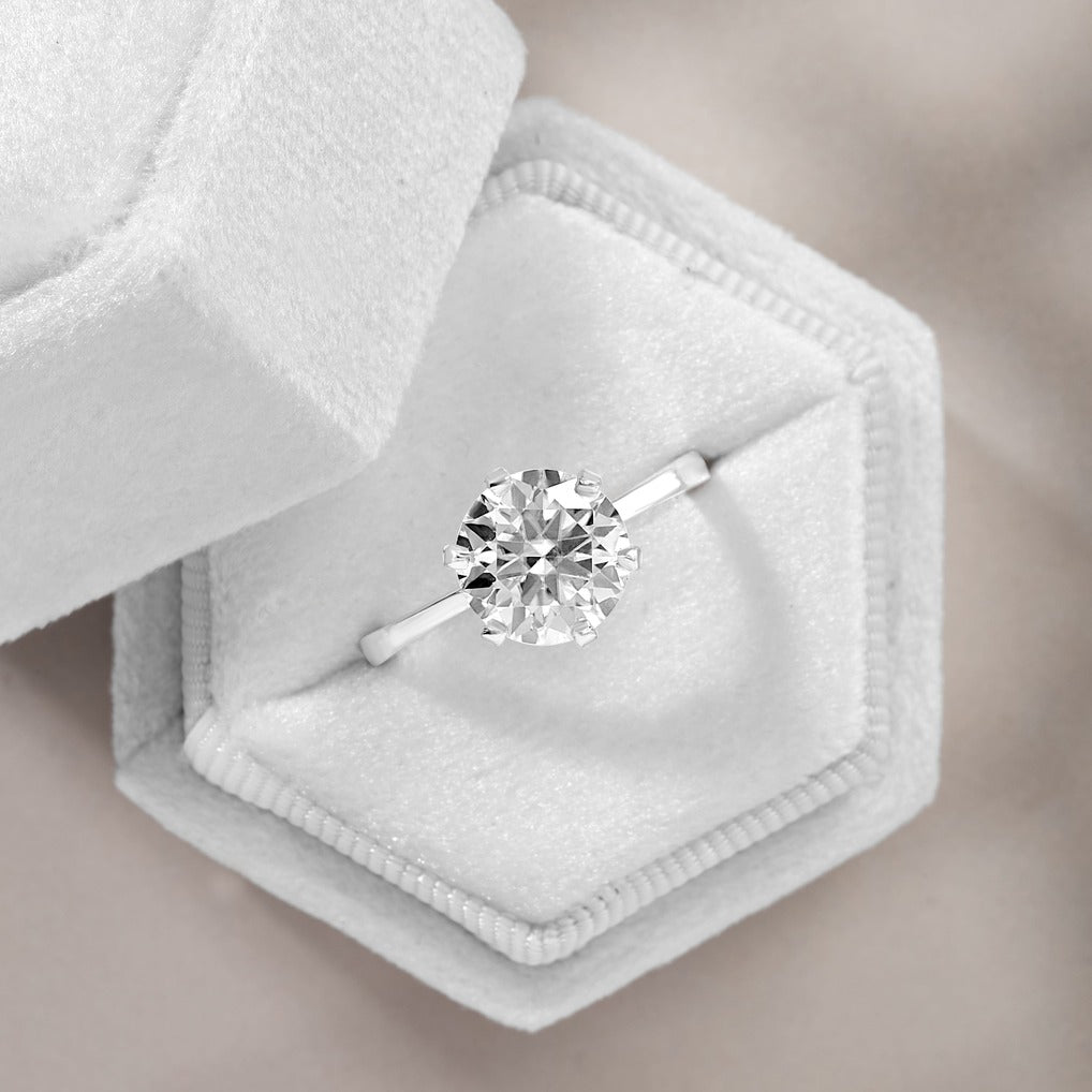 Cora 3 ct Lab Grown Round Cut Classic 6 Prong Diamond Engagement Ring