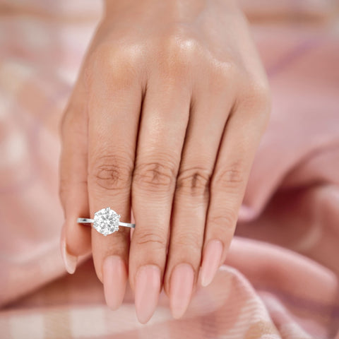 Cora 2.5 ct Lab Grown Round Cut Classic 6 Prong Diamond Engagement Ring