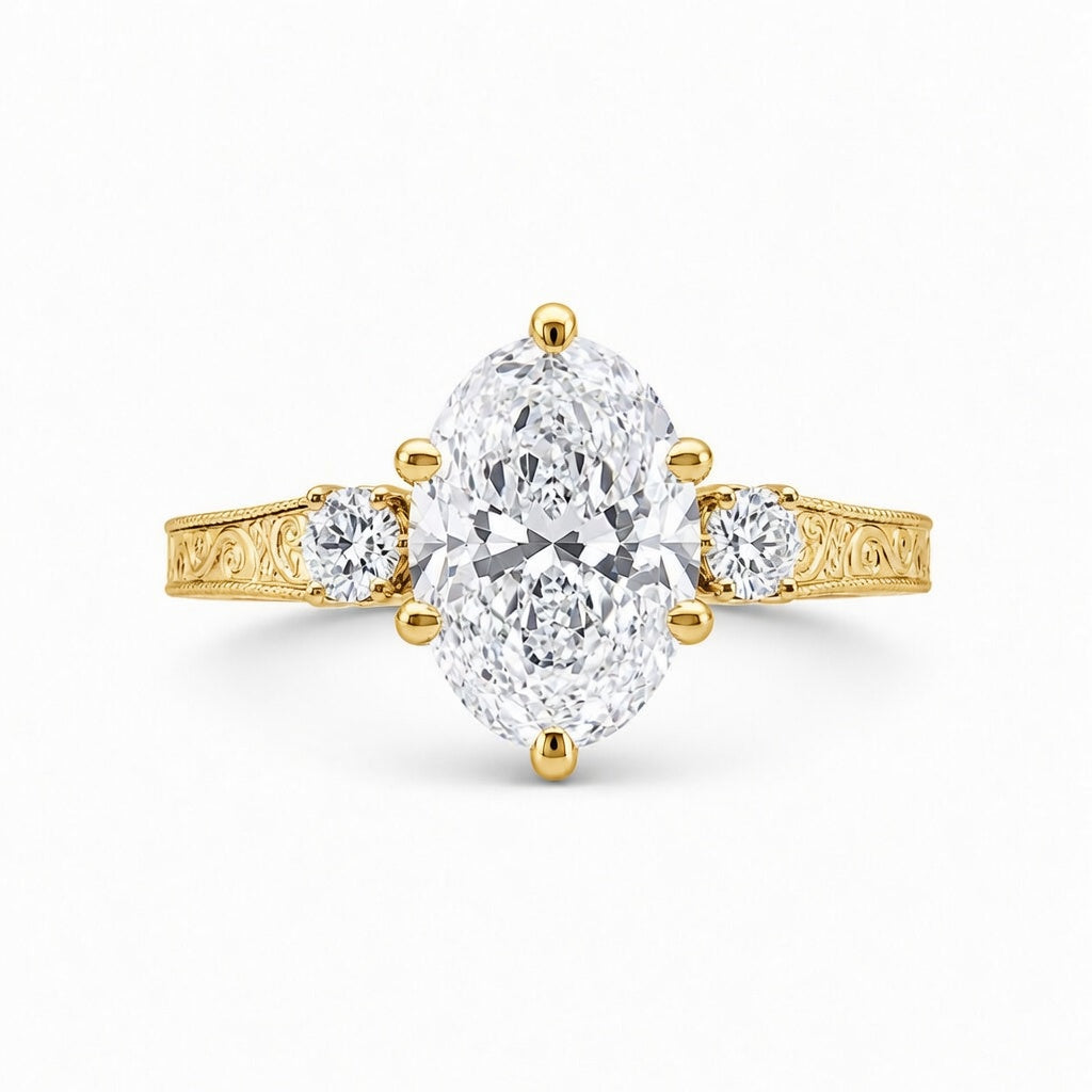 1.50 CT Round Cut Lab-Grown Diamond Wedding Ring in 14K White Gold – Art Deco Engraved Filigree Design