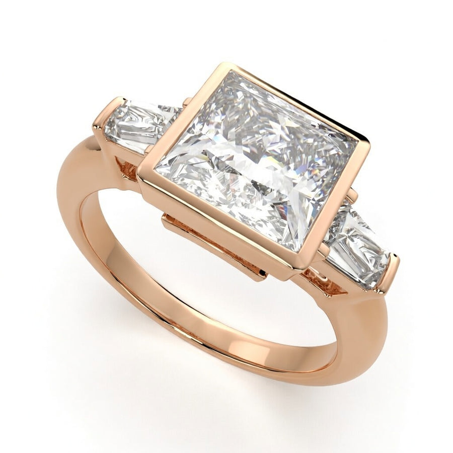 Emilia 4.5 Carat Princess Cut Trilogy 3 Stone Engagement Ring