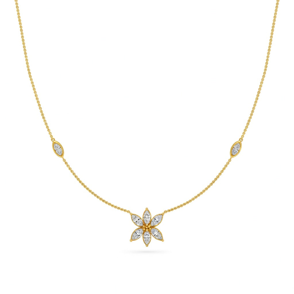 1.05 Ct Marquise Cut Diamond Chain Necklace VS1 D-F White Gold 14k