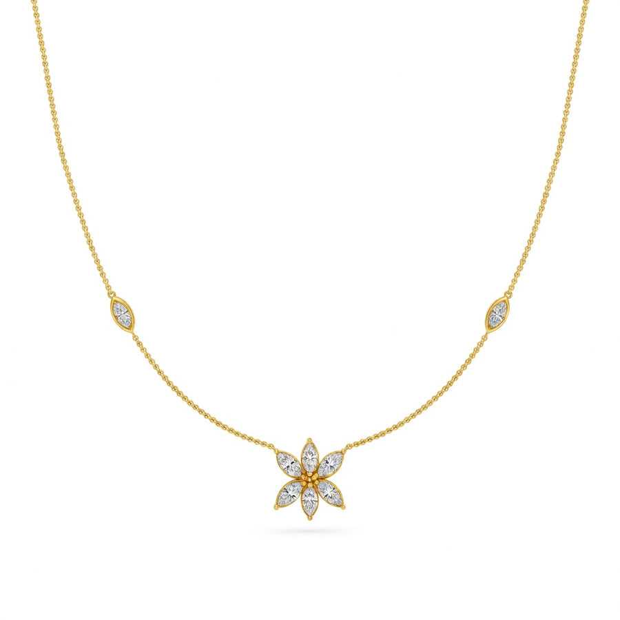 1.05 Ct Marquise Cut Diamond Chain Necklace VS1 D-F White Gold 14k