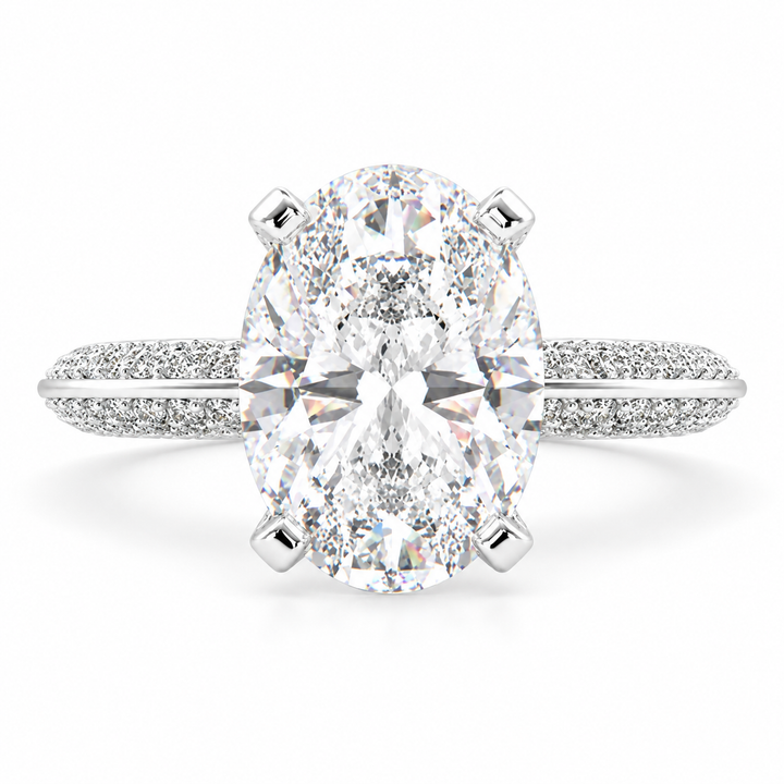 Daria 5.75 Carat Oval Cut Pave 6 Prong Engagement Ring