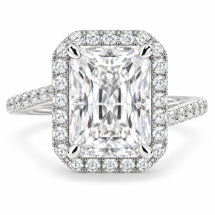 Paloma 5.35 Carat Radiant Cut Pave Halo Engagement Ring