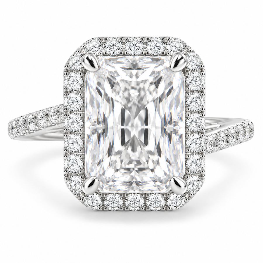 Paloma 5.35 Carat Radiant Cut Pave Halo Engagement Ring