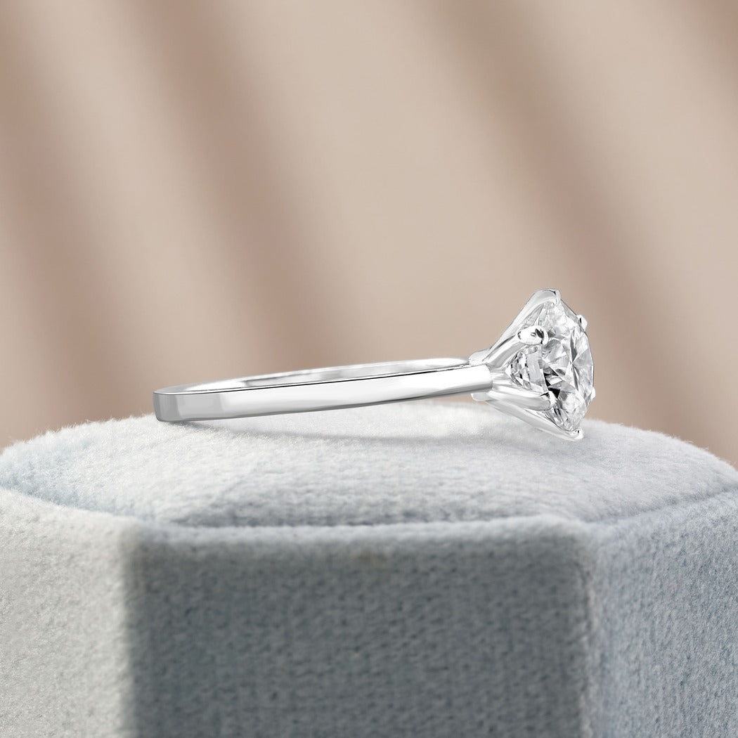 Hazel 3 ct Lab Grown Round Cut Classic 6 prong Diamond Engagement Ring