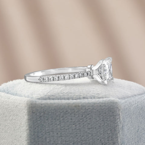 Beatrice 3.1 ct Lab Grown Princess Cut Pave Cathedral Diamond Engagement Ring