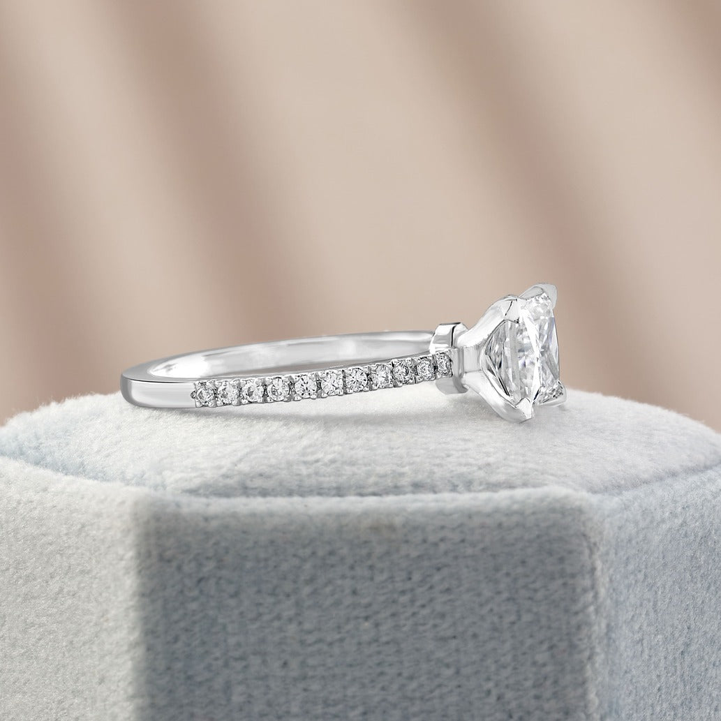 Beatrice 3.1 ct Lab Grown Princess Cut Pave Cathedral Diamond Engagement Ring