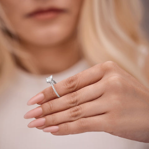 Beatrice 1.6 ct Lab Grown Princess Cut Pave Cathedral Diamond Engagement Ring