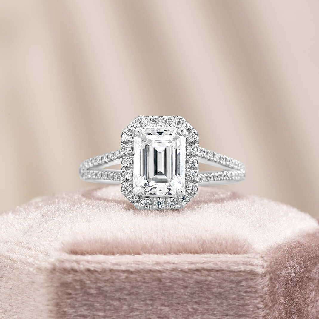 Julia 1.4 ct Lab Grown Radiant Cut Pave Split Shank Diamond Engagement Ring