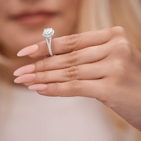 Esme 2.42 ct Lab Grown Cushion Cut Split Shank Pave Diamond Engagement Ring
