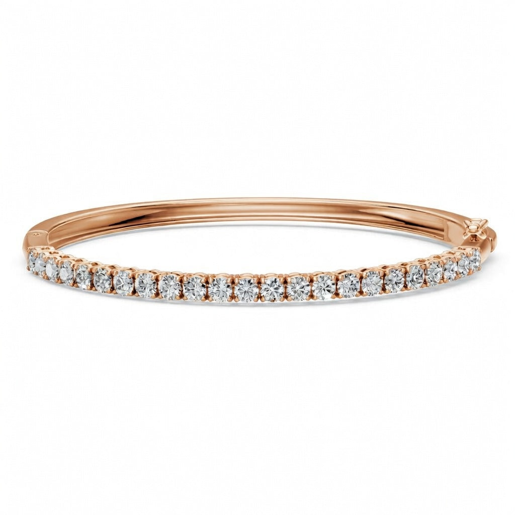 3.11 Carat Round Cut Diamond Bangle Bracelet VS1 D F White Gold 14k