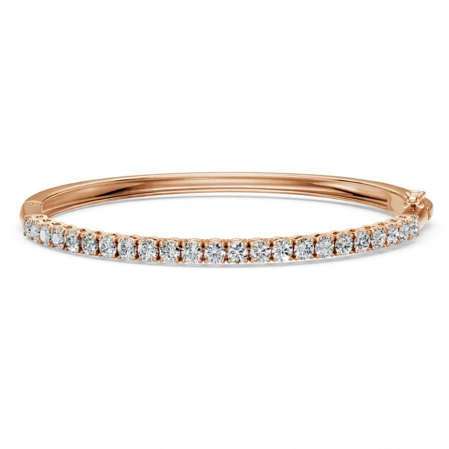 3.11 Carat Round Cut Diamond Bangle Bracelet VS1 D F White Gold 14k