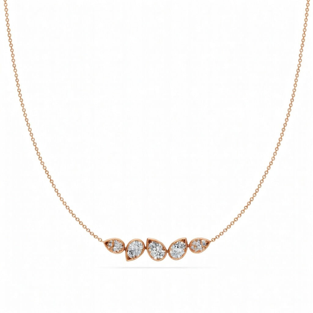 1.9 Ct Pear Cut Diamond Chain Necklace VS1 D-F White Gold 14k