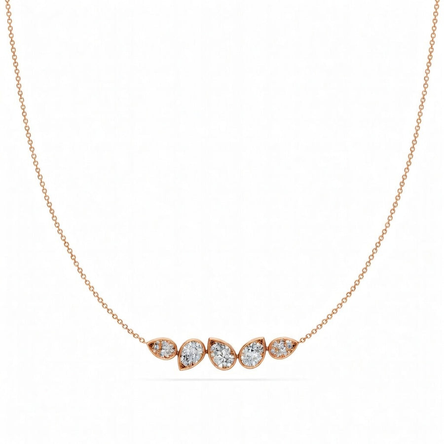 1.9 Ct Pear Cut Diamond Chain Necklace VS1 D-F White Gold 14k