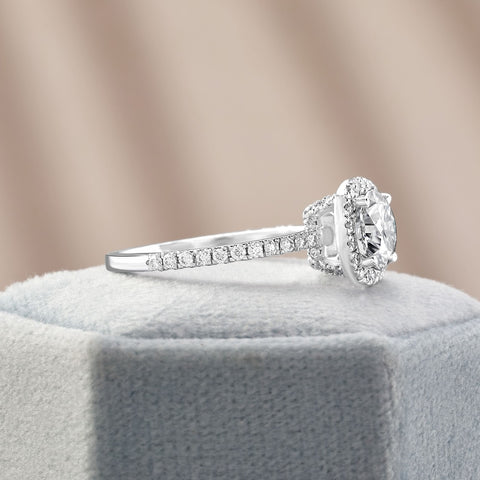 Isla 1.41 ct Lab Grown Cushion Cut Pave Halo Diamond Engagement Ring