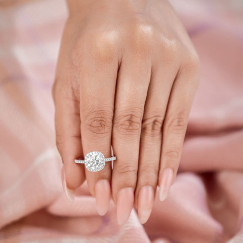 Aaliyah 2.83 ct Lab Grown Round Cut Pave Halo Diamond Engagement Ring