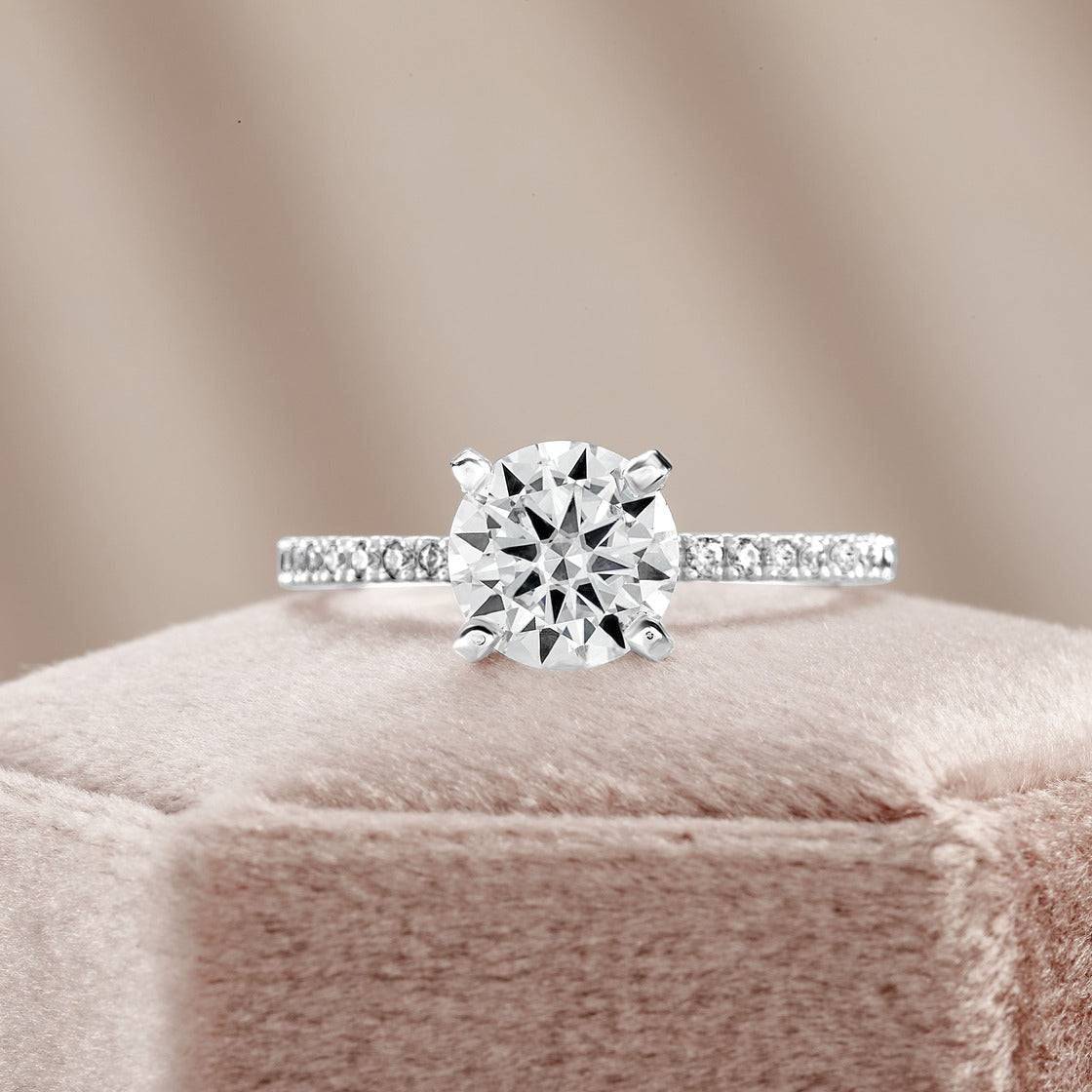 Elin 1.25 ct Lab Grown Round Cut Pave 4 Prong Diamond Engagement Ring