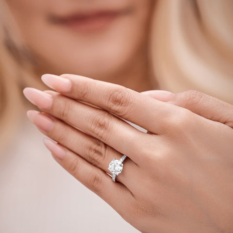 Zara 3.39 ct Lab Grown Round Cut Pave 4 Prong Diamond Engagement Ring