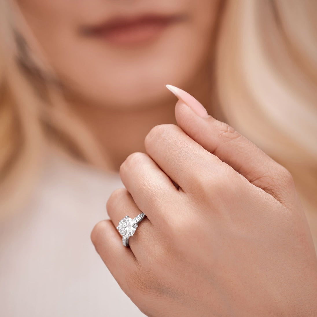 Zara 1.39 ct Lab Grown Round Cut Pave 4 Prong Diamond Engagement Ring