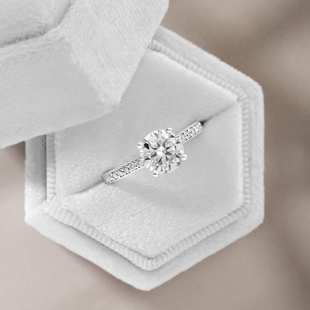 Zara 1.89 ct Lab Grown Round Cut Pave 4 Prong Diamond Engagement Ring