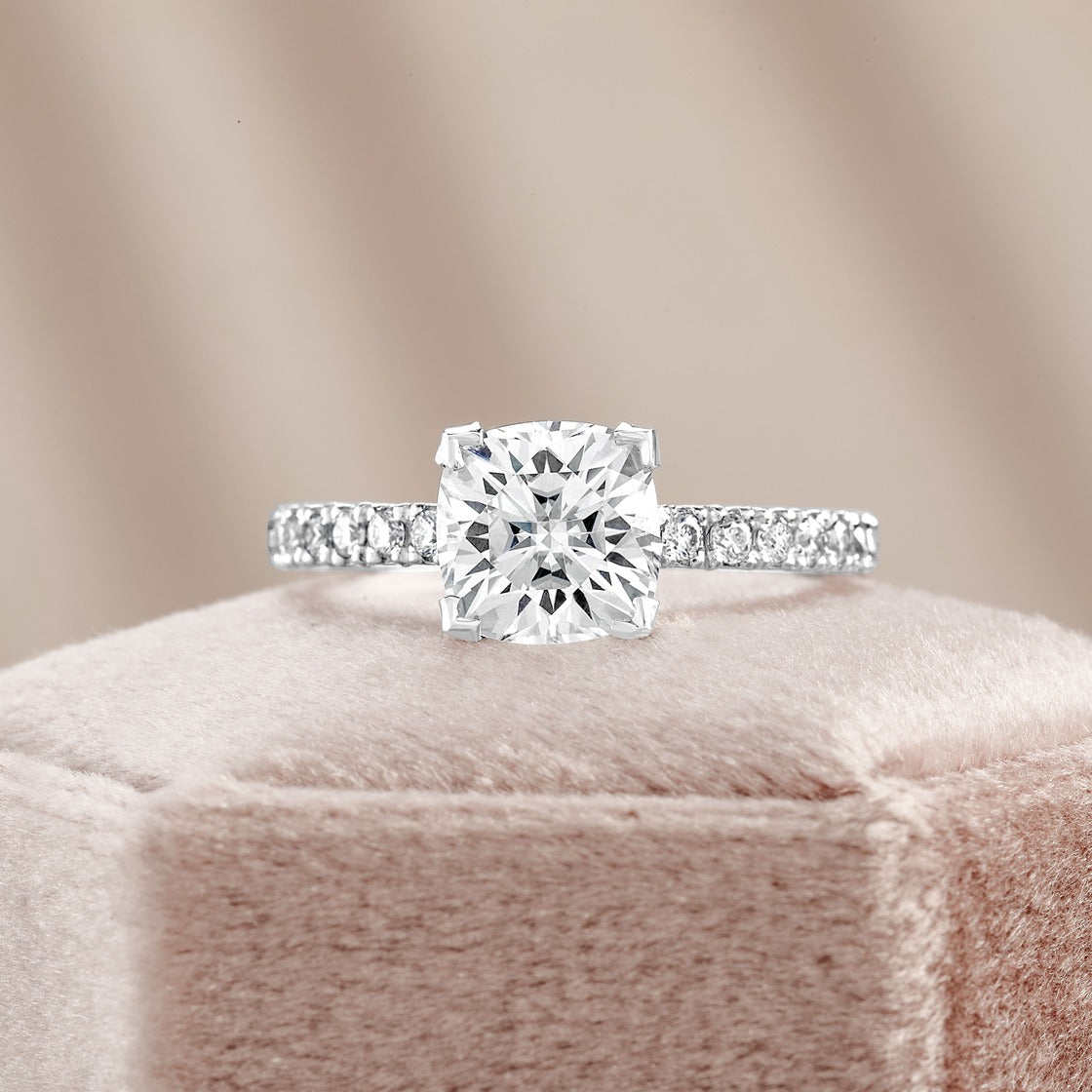Jade 1.83 ct Lab Grown Round Cut Pave 4 Prong Diamond Engagement Ring