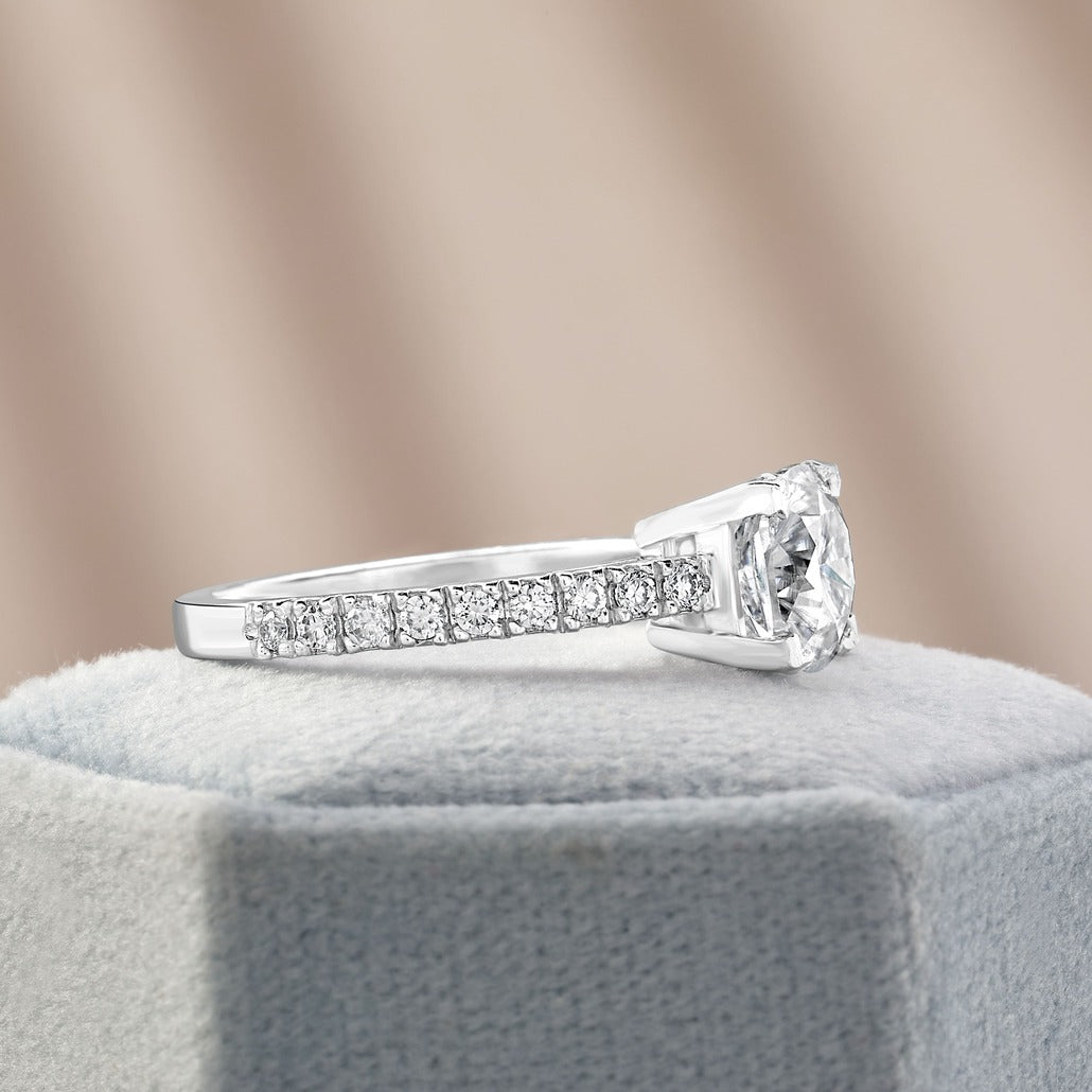 Jade 1.83 ct Lab Grown Round Cut Pave 4 Prong Diamond Engagement Ring