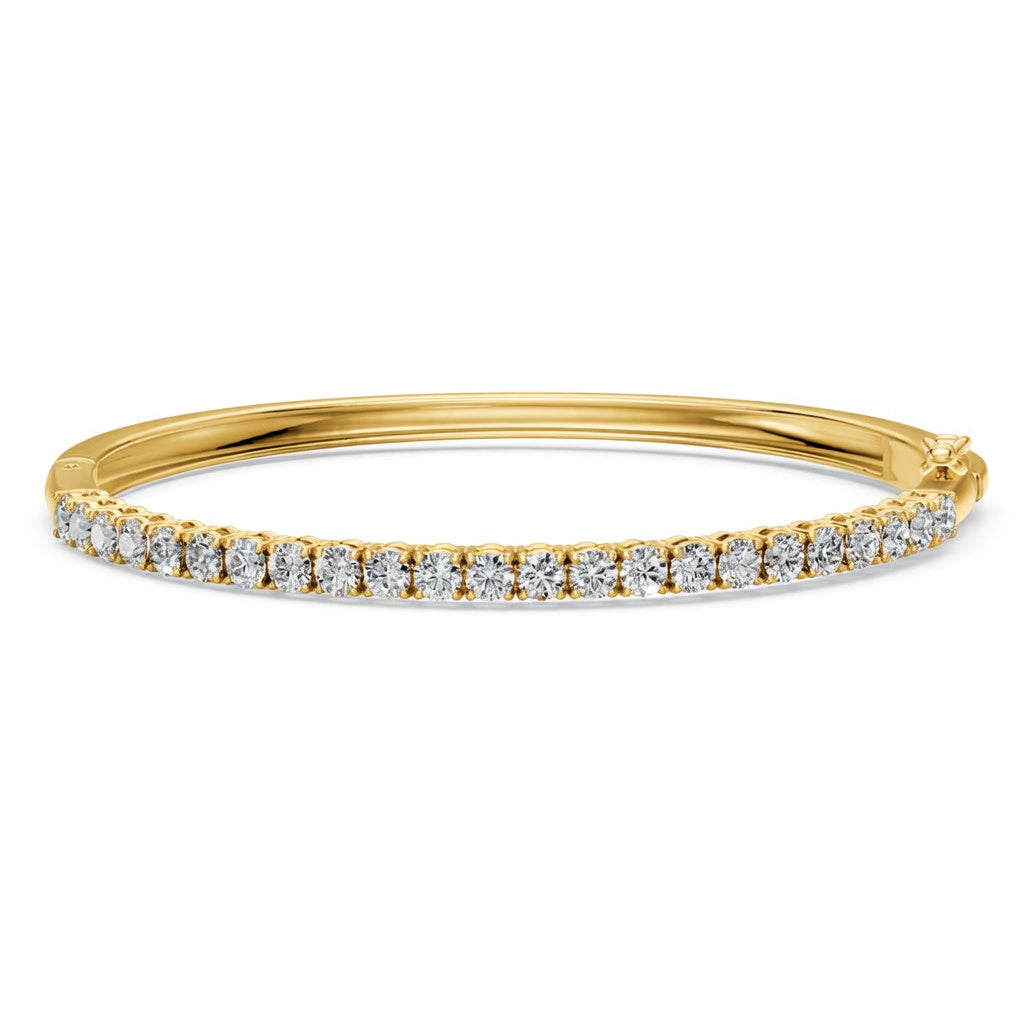 3.11 Carat Round Cut Diamond Bangle Bracelet VS1 D F White Gold 14k