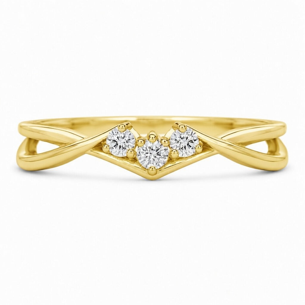 1.00 CT Minimal Twisted Lab-Grown Diamond Trilogy Engagement Ring in 14K White Gold – Dainty Three-Stone Promise Design