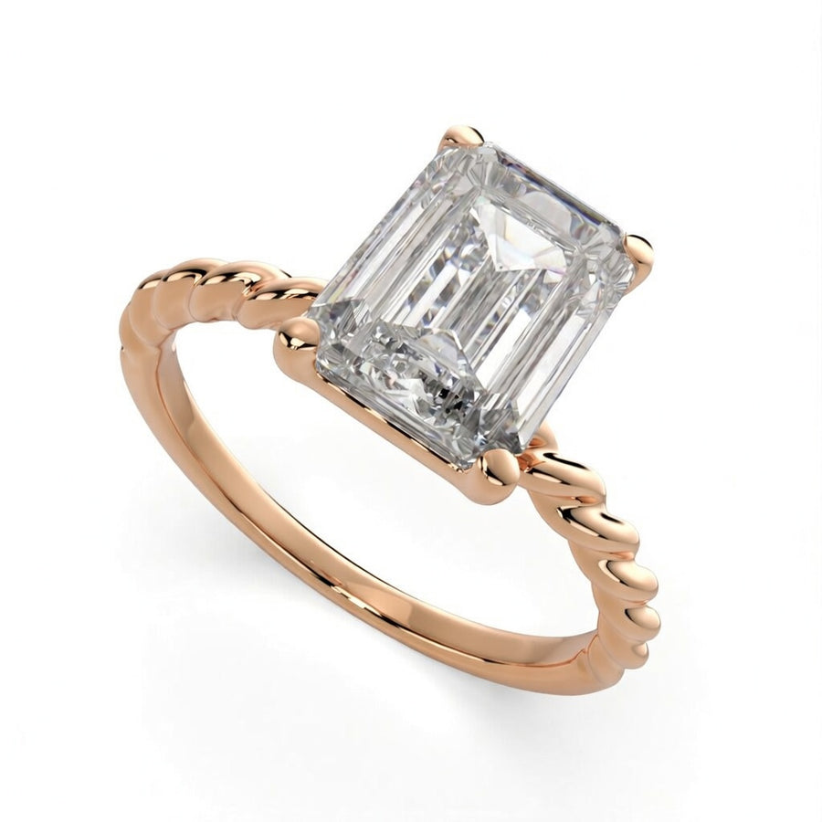 Renata 3 Carat Emerald Cut Solitaire Rope Engagement Ring