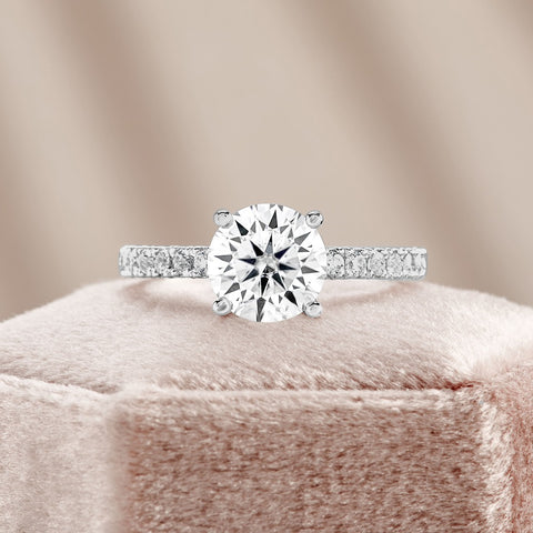 Riley 1.68 ct Lab Grown Round Cut Pave 4 Prong Diamond Engagement Ring
