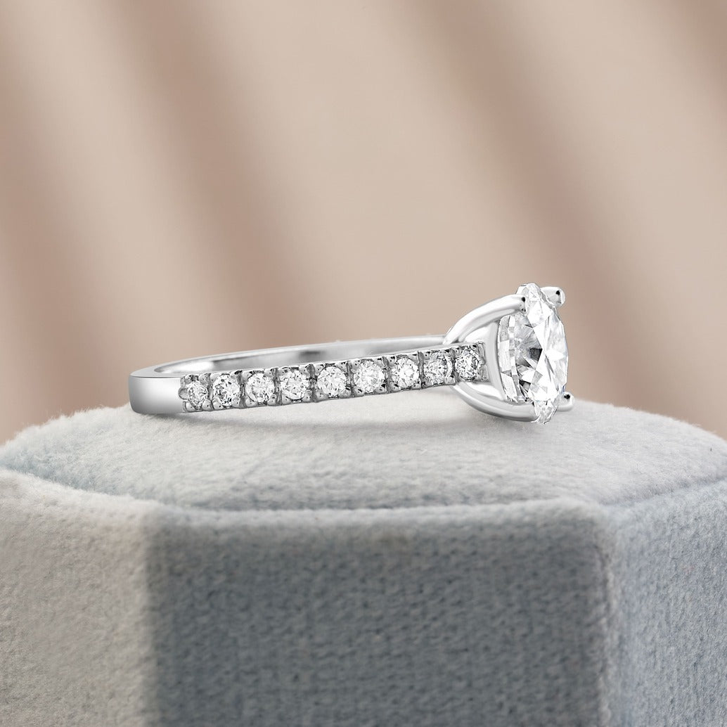 Riley 1.18 ct Lab Grown Round Cut Pave 4 Prong Diamond Engagement Ring
