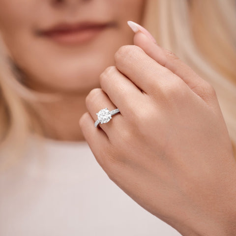 Riley 1.68 ct Lab Grown Round Cut Pave 4 Prong Diamond Engagement Ring