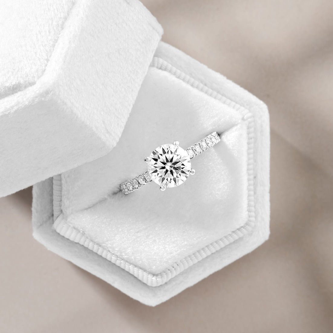 Riley 1.18 ct Lab Grown Round Cut Pave 4 Prong Diamond Engagement Ring
