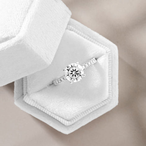 Riley 1.68 ct Lab Grown Round Cut Pave 4 Prong Diamond Engagement Ring