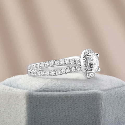 Serena 1.74 ct Lab Grown Round Cut Halo Double Row Diamond Engagement Ring