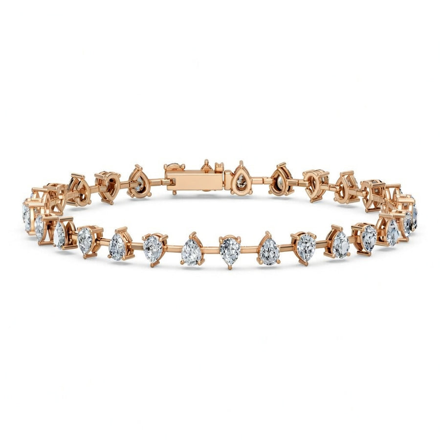 8.79 Carat Pear Cut Diamond Tennis Bracelet VS1 D F White Gold 14k