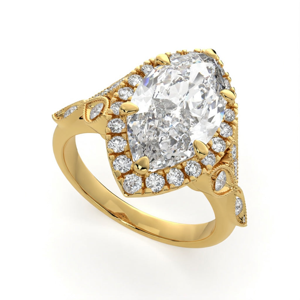 Ada 2.35 Carat Marquise Cut Halo Pave Engagement Ring