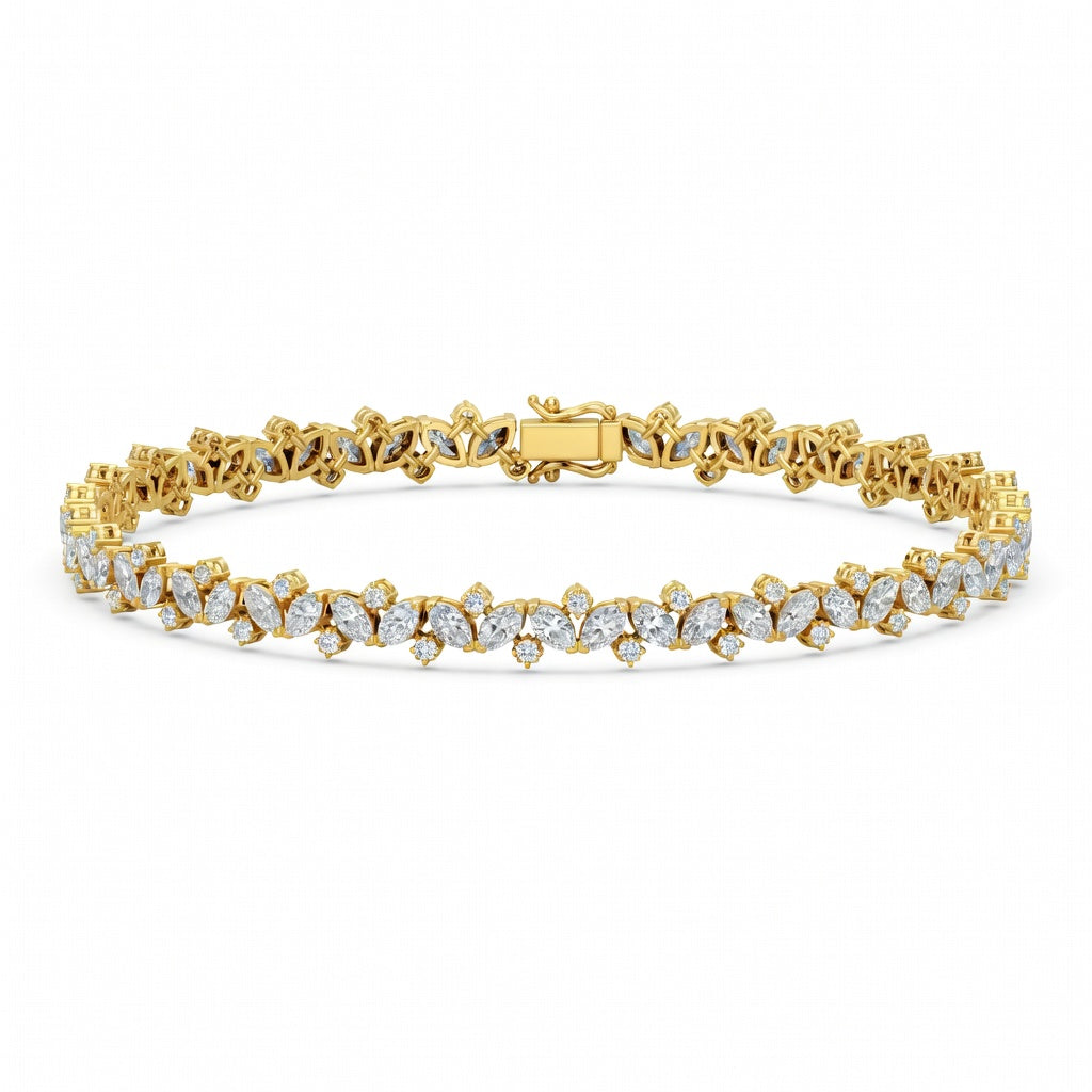 4.45 Carat Marquise Cut Diamond Tennis Bracelet VS1 D F White Gold 14k