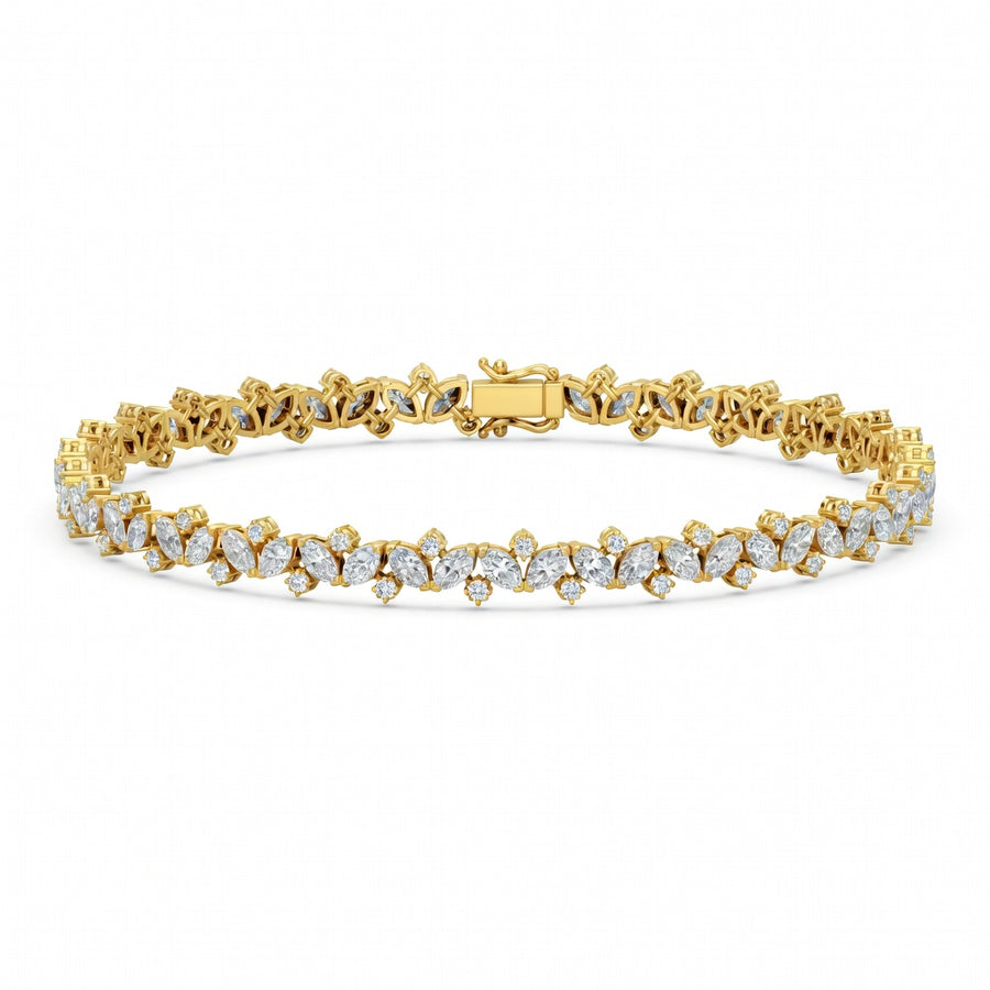 4.45 Carat Marquise Cut Diamond Tennis Bracelet VS1 D F White Gold 14k