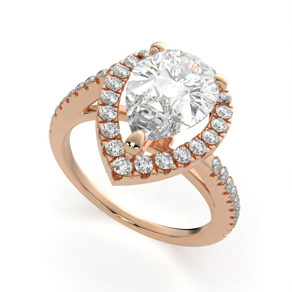 Paloma 3.35 Carat Pear Cut Pave Halo Engagement Ring