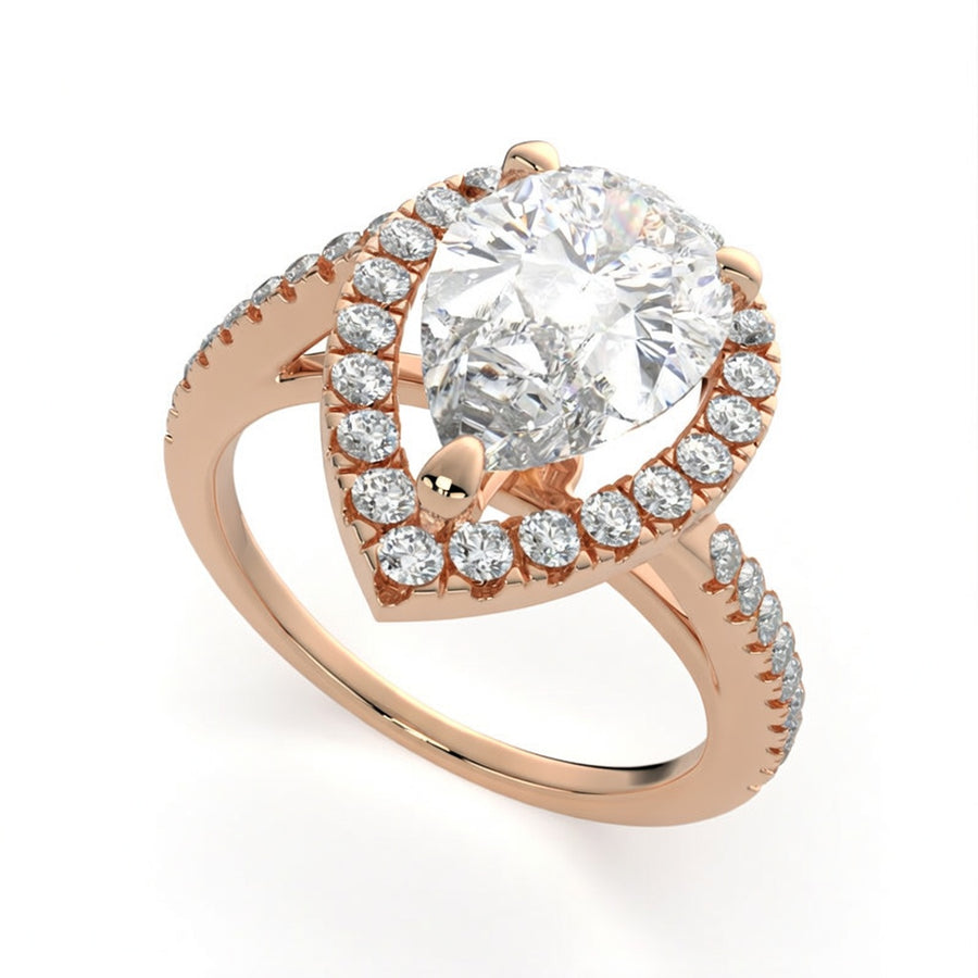 Paloma 3.35 Carat Pear Cut Pave Halo Engagement Ring