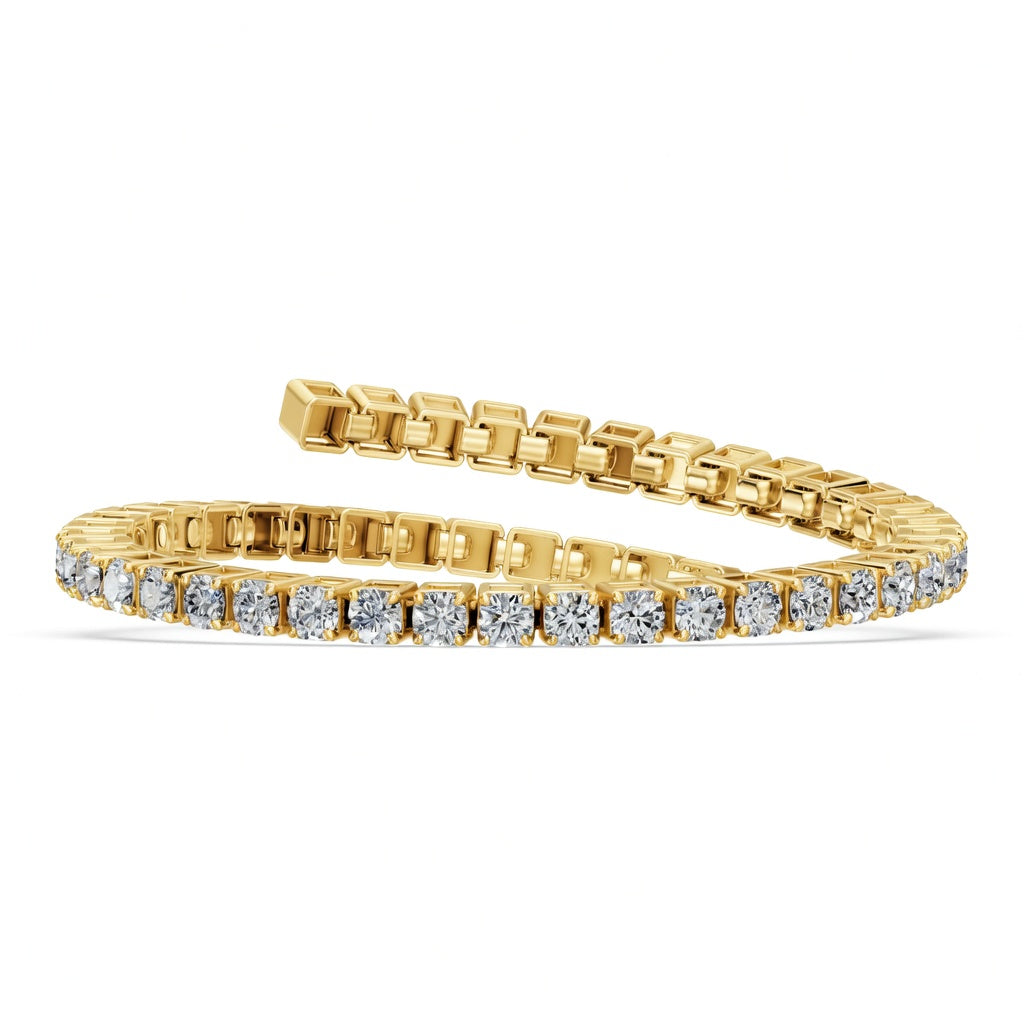 4.74 Carat Round Cut Diamond Bangle Bracelet VS1 D F White Gold 14k