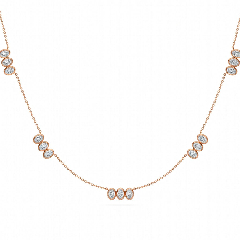 2.85 Ct Emerald Cut Diamond Chain Necklace VS1 D-F White Gold 14k