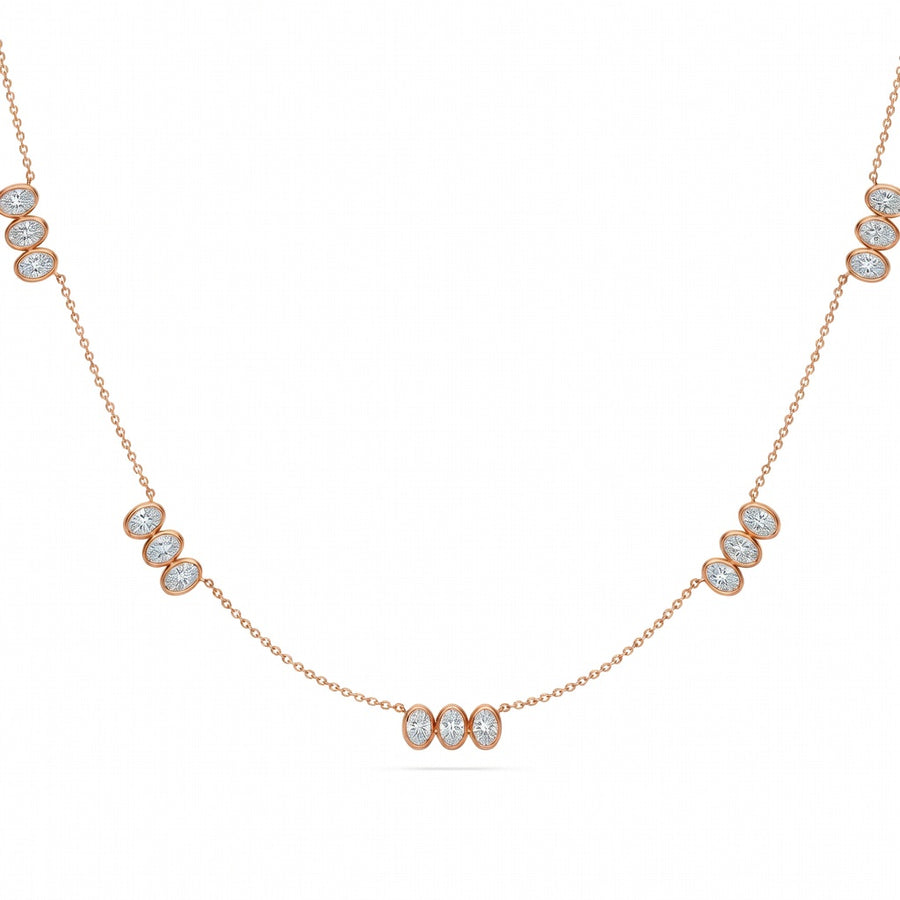 4.55 Ct Emerald Oval Cut Diamond Chain Necklace VS1 D-F White Gold 14k