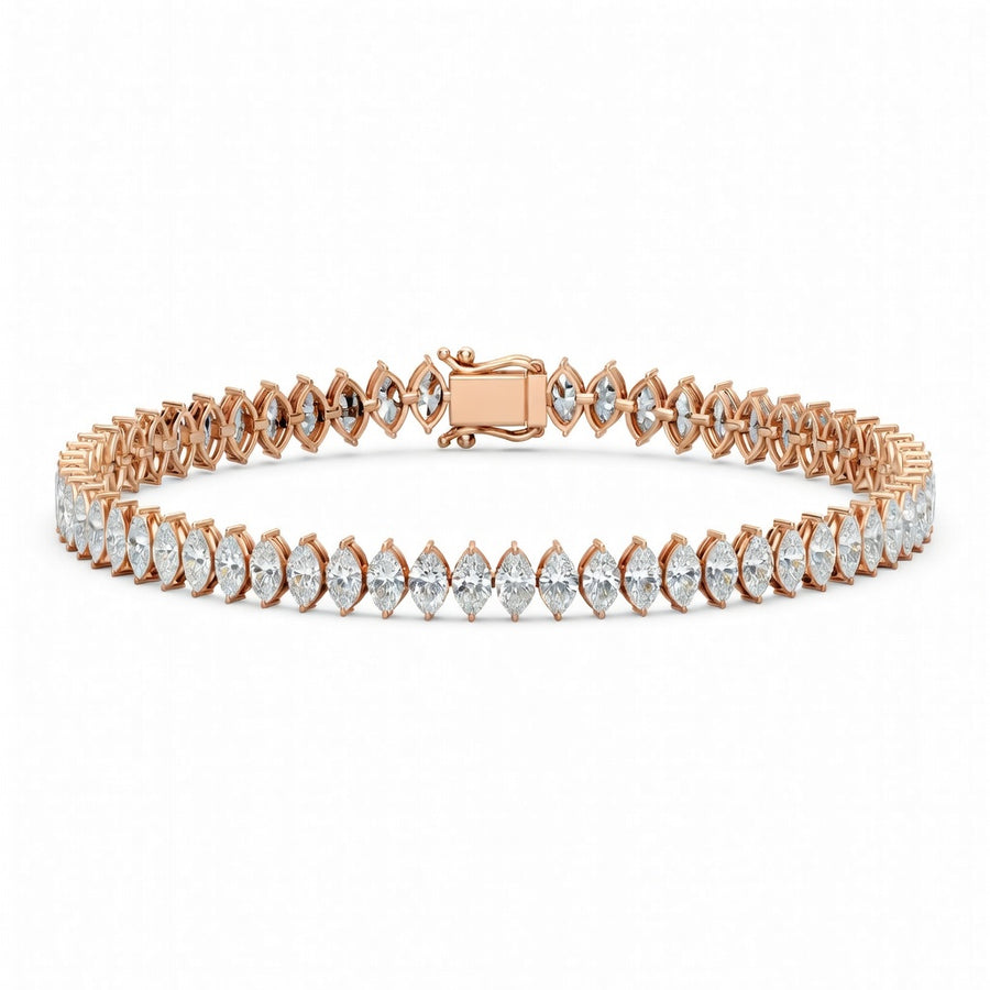 7.28 Carat Marquise Cut Diamond Tennis Bracelet VS1 D F White Gold 14k