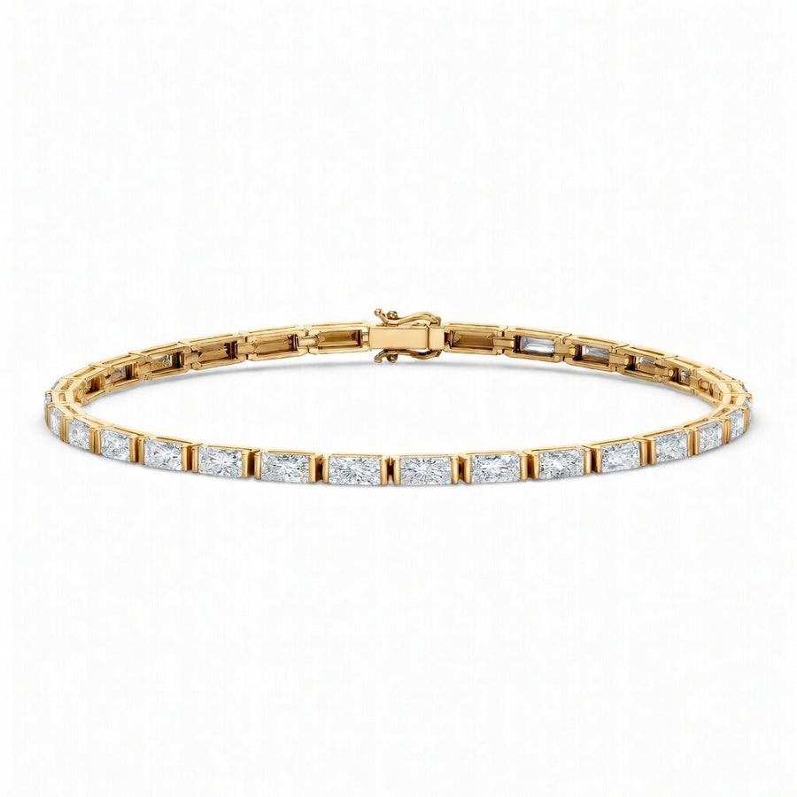 6.21 Carat Baguette Cut Diamond Tennis Bracelet VS1 D F White Gold 14k