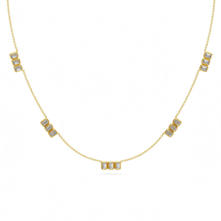 2.8 Ct Emerald Cut Diamond Chain Necklace VS1 D-F White Gold 14k