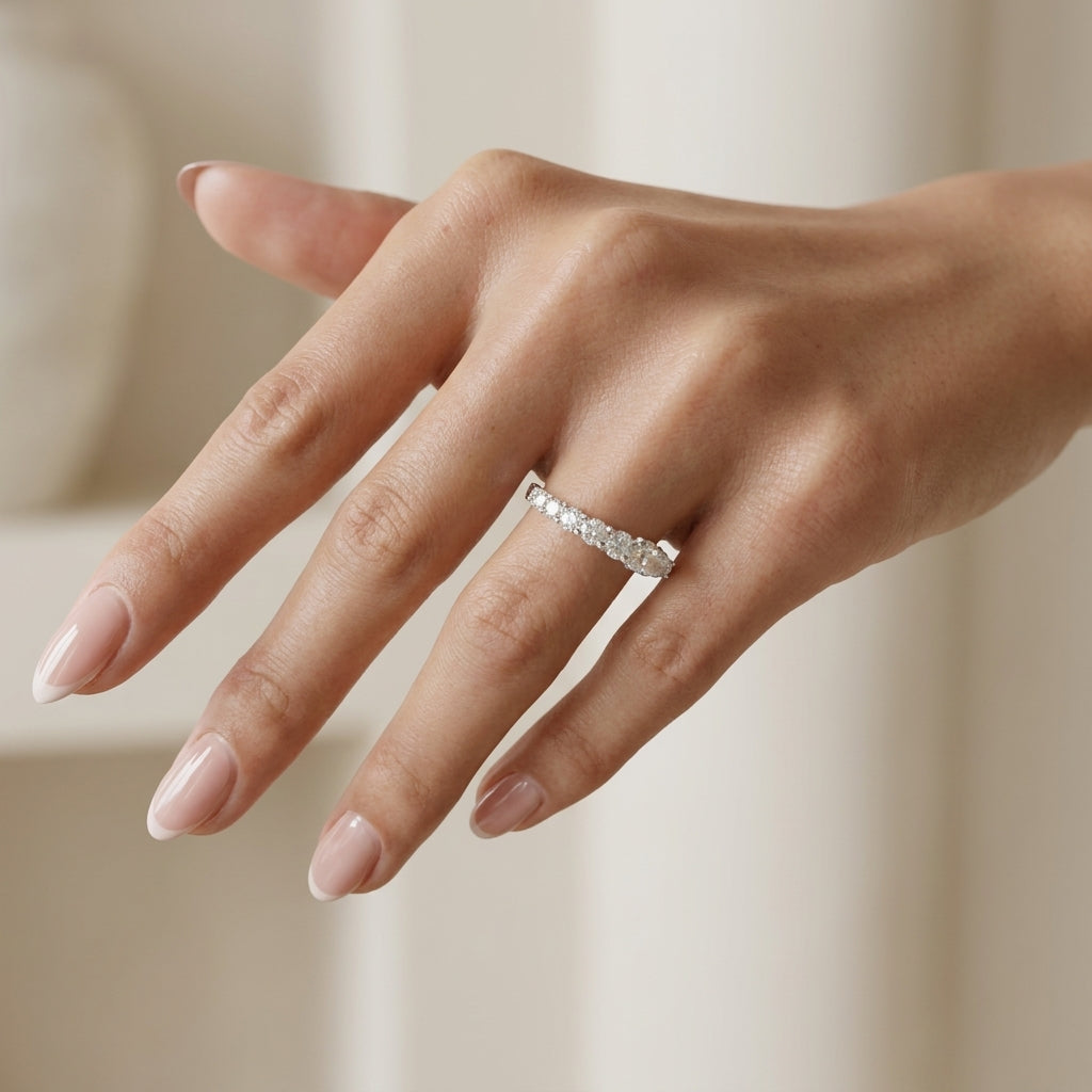 1.05 CT Lab-Grown Diamond Band Fashion Ring in 14K White Gold (D–F / VS1–VS2)
